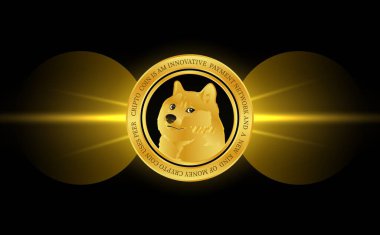 dogecoin-dog sanal para birimi görüntüsü. 3d illüstrasyon.