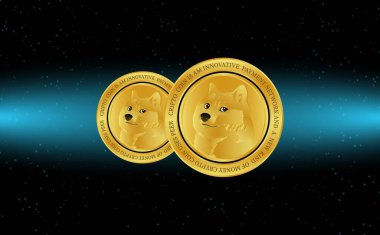 dogecoin-dog sanal para birimi görüntüsü. 3d illüstrasyon.