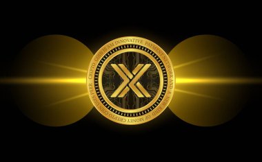 Değişmez x-imx sanal para birimi resimleri. 3d illüstrasyon.