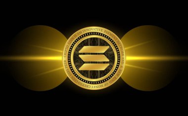 Dijital arkaplanda solana-sol sanal para birimi resmi. 3d illüstrasyon
