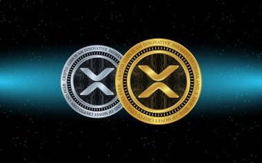  Dalgalanma-Xrp sanal para birimi logosu. 3d illüstrasyon.