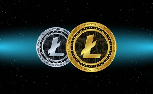 Litecoin Ltc虚拟货币的视图 3D说明 — 图库照片