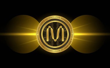 Dijital bir arka planda mina coin sanal para birimi görüntüsü. 3d illüstrasyon.