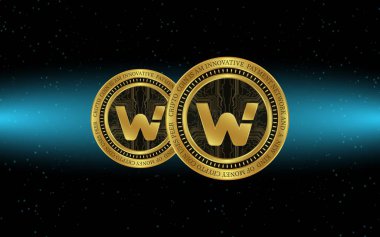 woo network-woo virtual currency logo. 3d illustrations.