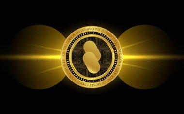 ATmchain-ATM sanal para birimi görüntüleri. 3d illüstrasyon.
