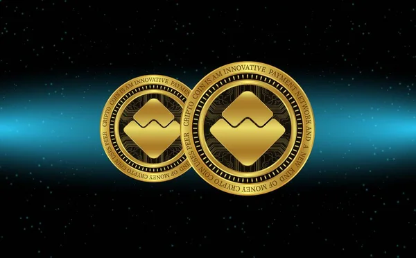 stock image an image of the waves coin virtual currency on a digital background. 3d illustrations.