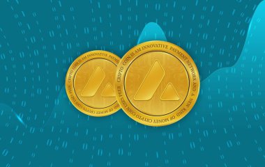 Dijital arkaplanda çığ-avax sanal para birimi görüntüsü. 3d illüstrasyon.