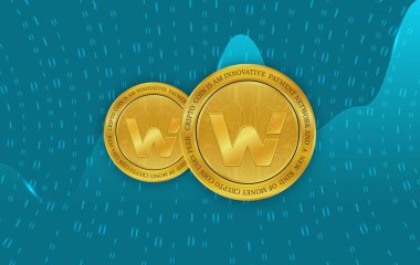 woo network-woo virtual currency logo. 3d illustrations.