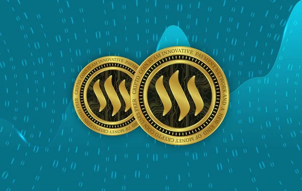 Steem virtual currency images. 3d illustration.