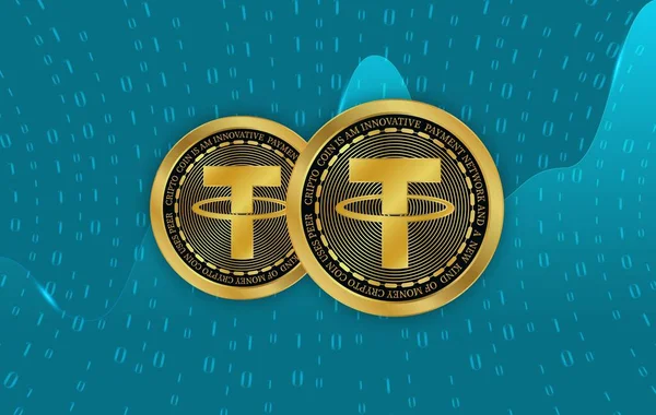 the tether-usdt virtual currency logo. 3d illustrations.