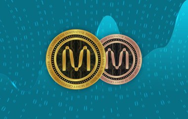 Dijital bir arka planda mina coin sanal para birimi görüntüsü. 3d illüstrasyon.