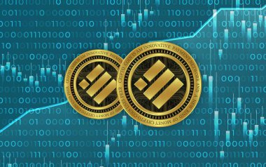 Binance usd-busd sanal para birimi resimleri. 3d illüstrasyon.