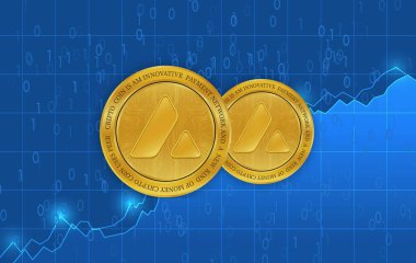 Dijital arkaplanda çığ-avax sanal para birimi görüntüsü. 3d illüstrasyon.