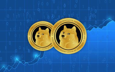 dogecoin-dog sanal para birimi görüntüsü. 3d illüstrasyon.