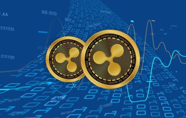  Dalgalanma-Xrp sanal para birimi logosu. 3d illüstrasyon.