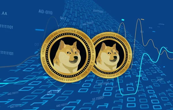 Dogecoin Dog Virtuální Měna Image Ilustrace — Stock fotografie