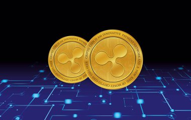  Dalgalanma-Xrp sanal para birimi logosu. 3d illüstrasyon.
