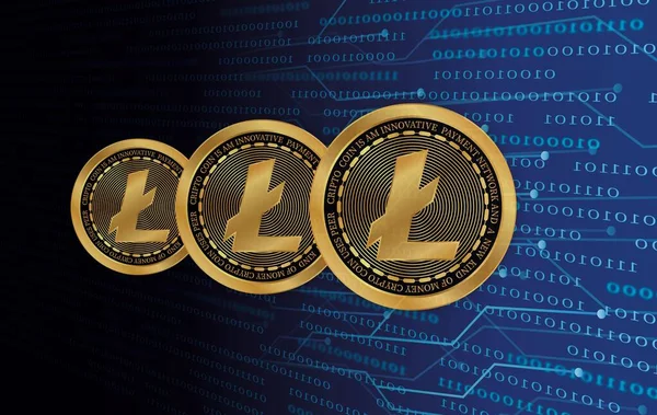 views of the litecoin-ltc virtual currency. 3d illustration