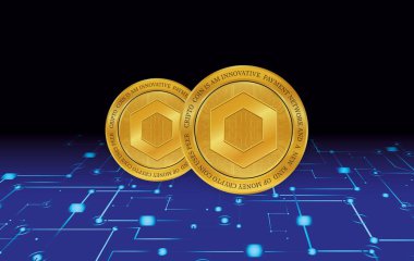 Zincirleme bağlantı sanal para birimi resmi. 3d illüstrasyon