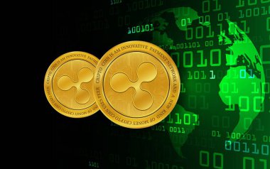  Dalgalanma-Xrp sanal para birimi logosu. 3d illüstrasyon.