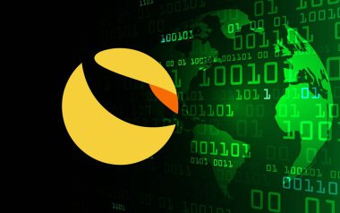 Terra luna sanal para biriminin dijital arkaplan görüntüsü. 3d illüstrasyon.