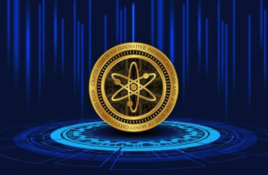 cosmos-atom virtual currency images. 3d illustration.