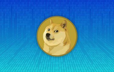 dogecoin-dog sanal para birimi görüntüsü. 3d illüstrasyon.