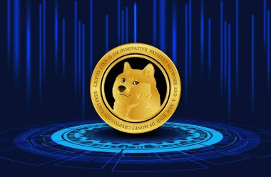 dogecoin-dog sanal para birimi görüntüsü. 3d illüstrasyon.