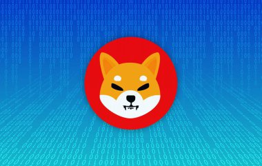 Shiba renkli arka planda sanal para birimi görselleri. 3d illüstrasyon.