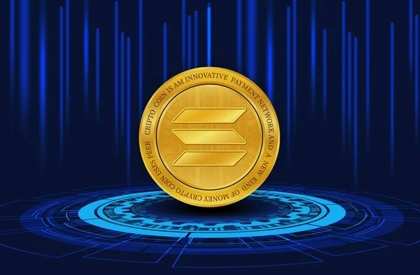 Bild Der Virtuellen Währung Solana Sol Auf Digitalem Hintergrund Illustration — Stockfoto
