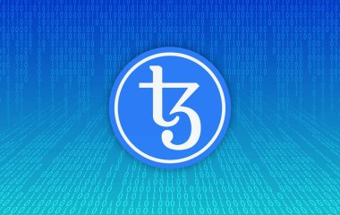 Tezos-xtz sanal para birimi görüntüleri. 3d illüstrasyon.