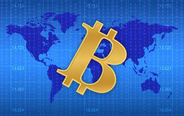 Dijital Arkaplandaki Bitcoin Btc Logosunun Görüntüleri Illüstrasyon — Stok fotoğraf