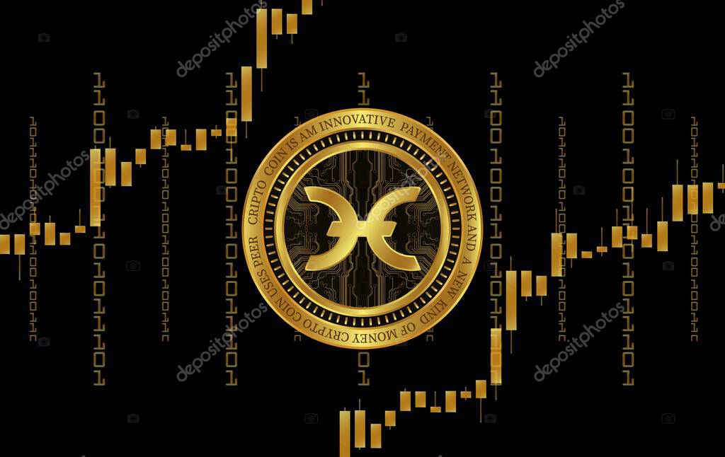 An image of the holo coin virtual currency on a digital background. 3d illustrations.