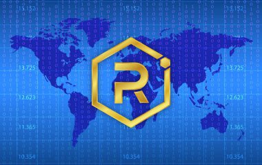 raydium-ray virtual currency image in the digital background. 3d illustrations.