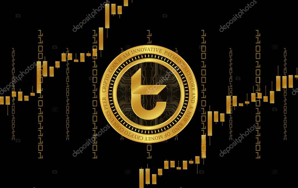 A digital background image of a tomochain-tomo  virtual currency. 3d drawings.