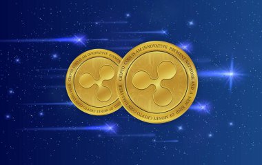  Dalgalanma-Xrp sanal para birimi logosu. 3d illüstrasyon.
