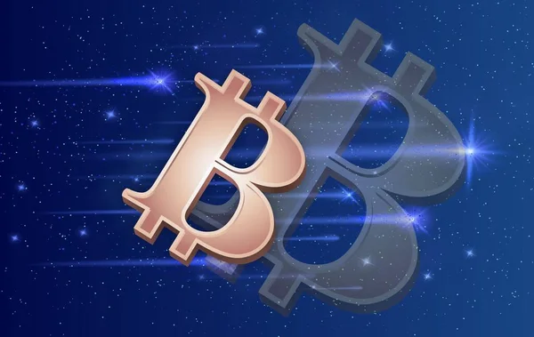 Зображення Логотипу Bitcoin Btc Цифровому Тлі Ілюстрації — стокове фото
