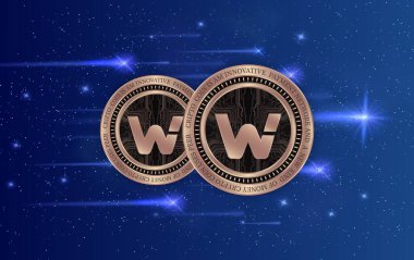 woo network-woo virtual currency logo. 3d illustrations.