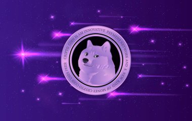 dogecoin-dog sanal para birimi görüntüsü. 3d illüstrasyon.