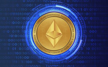 ethereum-eth sanal para birimi resimleri. 3d illüstrasyon.