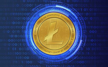  Litoin-ltc sanal para birimi görüşleri. 3d illüstrasyon