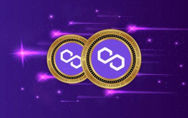 Çokgen-matik sanal para birimi resimleri. 3d illüstrasyon