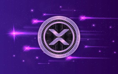 Dalgalanma-Xrp sanal para birimi logosu. 3d illüstrasyon.