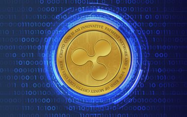  Dalgalanma-Xrp sanal para birimi logosu. 3d illüstrasyon.