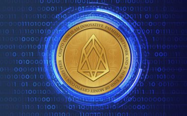 Eos sanal para birimi görüntüleri. Üç boyutlu çizimler. dijital paralar.