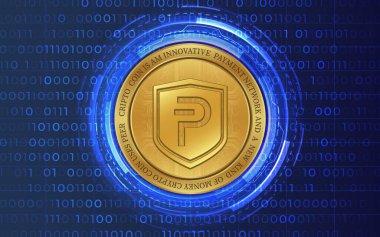 Pivx sanal para birimi resimleri. 3d illüstrasyon.
