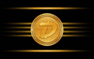 Digibyte-dgb dijital arkaplanda sanal para birimi resmi. 3d illüstrasyon.