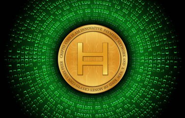 hedera hashgraph-hbar virtual currency images. 3d illustration. clipart