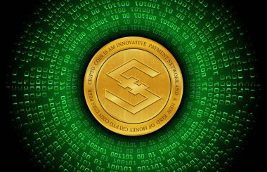iostoken-iost sanal para birimi resimleri. 3d illüstrasyon.