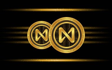 Dijital arka planda Protokol madeni para ve logonun yanında. 3d illüstrasyon resminin yanında.